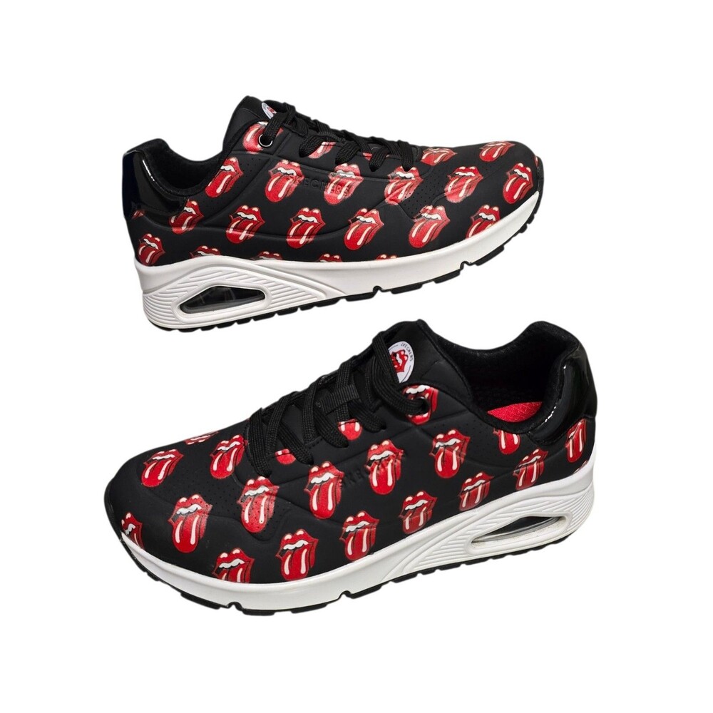 Skechers Rolling Stones Shoes Womens Size 8 Black Red White Athletic Sneakers